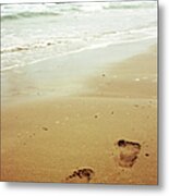 Footprints On Sandy Beach - Sabratha Metal Print