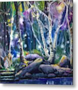 Forest At Night Metal Print