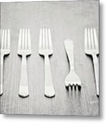 Forks On Tabletop Metal Print