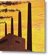 Four Factory Smokestacks Metal Print
