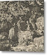 Four Figures Under A Tree Metal Print