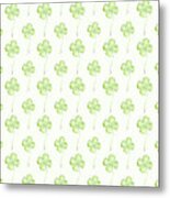 Four Leaf Clover Lucky Charm Pattern Metal Print