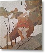 Fox Hunting In Snow Metal Print