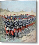 French Army Bicycle Corps In A Square Metal Print
