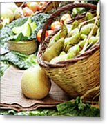 Fresh Produce For Sale On Table Metal Print
