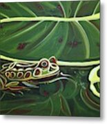 Frog In Pond Metal Print