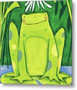 Frog On A Lily Pad Metal Print