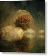 Full Moon Over Misty Water Metal Print