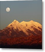 Full Moon Rise Over Mt Illimani Metal Print