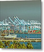 Gantry Cranes San Pedro Waterfront Metal Print