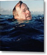 George Bush Swimming Metal Print