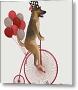 German Shepherd On Penny Farthing Metal Print