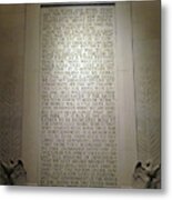 Gettysburg Address Inscribed On A Wall Of The Lincoln Memorial Metal Print