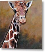 Giraffe Portrait By Alan M Hunt Metal Print