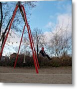 Girl On Swing Metal Print