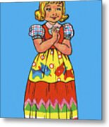Girl Wearing A Colorful Dress Metal Poster