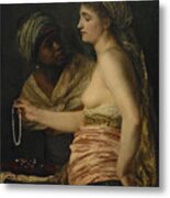 Girl With A Pearl Necklace, 1874 Metal Print