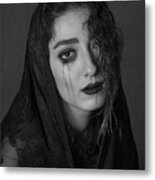 Girl With A Veil , Alone, Sad And Crying Metal Print