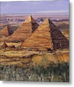 Giza Pyramids Painting Metal Print