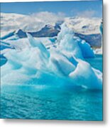 Glacier Lake Blue Iceberg Metal Print