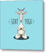 Goat Yoga - Meditating Goat Metal Print