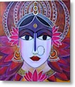 Goddess Lakshmi Painting On Canvas Metal Print