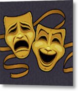 Gold Comedy And Tragedy Theater Masks Metal Print