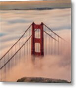 Golden Gate Bridge In Fogs Metal Print