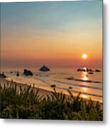 Oregon Beach Sunset Metal Print