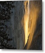 Golden Waterfall Metal Print