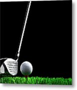 Golf Club Teeing Up To Hit Ball Metal Print