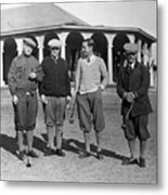 Golfers Standing On Golf Course Metal Print