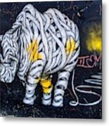 Graffiti Art Painting Of Rhino Metal Print