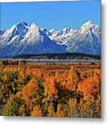 Grand Teton National Park Autumn Panorama Metal Print