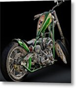 Green/gold Harley Chopper Metal Print