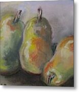 Green Pastel Pears Metal Print