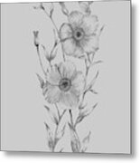 Grey Flower Sketch Illustration I Metal Print