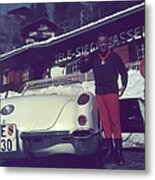 Gstaad Skier Metal Print