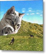 Gulliver's Cat Meets Abbie's Dogs Metal Print