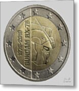 Gundam 40 Coin Light Gray Metal Print