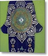 Hamsa In Blue Metal Print