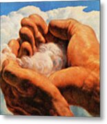 Hands Holding Clouds Metal Poster