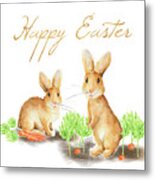 Happy Easter Spring Bunny I Metal Print