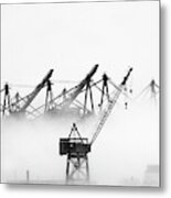 Harbor In Fog Metal Print