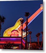 Hard Rock Casino Con Air Guitar At Dusk From West Metal Print
