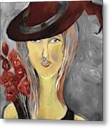 Her Hat Becomes Her Painting Metal Print