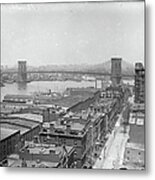 High Angle View Of The Brooklyn Bridge Metal Print