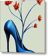 High Heel Shoe And Flower Bouquet Art Metal Print