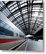 High Speed Train In Cologne Central Metal Print