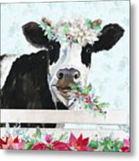 Holiday Crazy Cow Metal Print